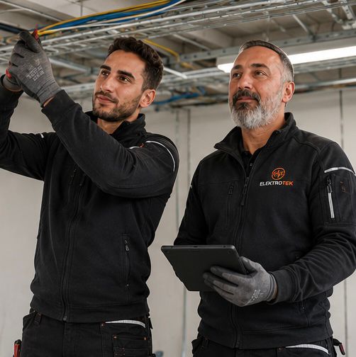 Team von Elektro Tek bei professioneller Elektroinstallation